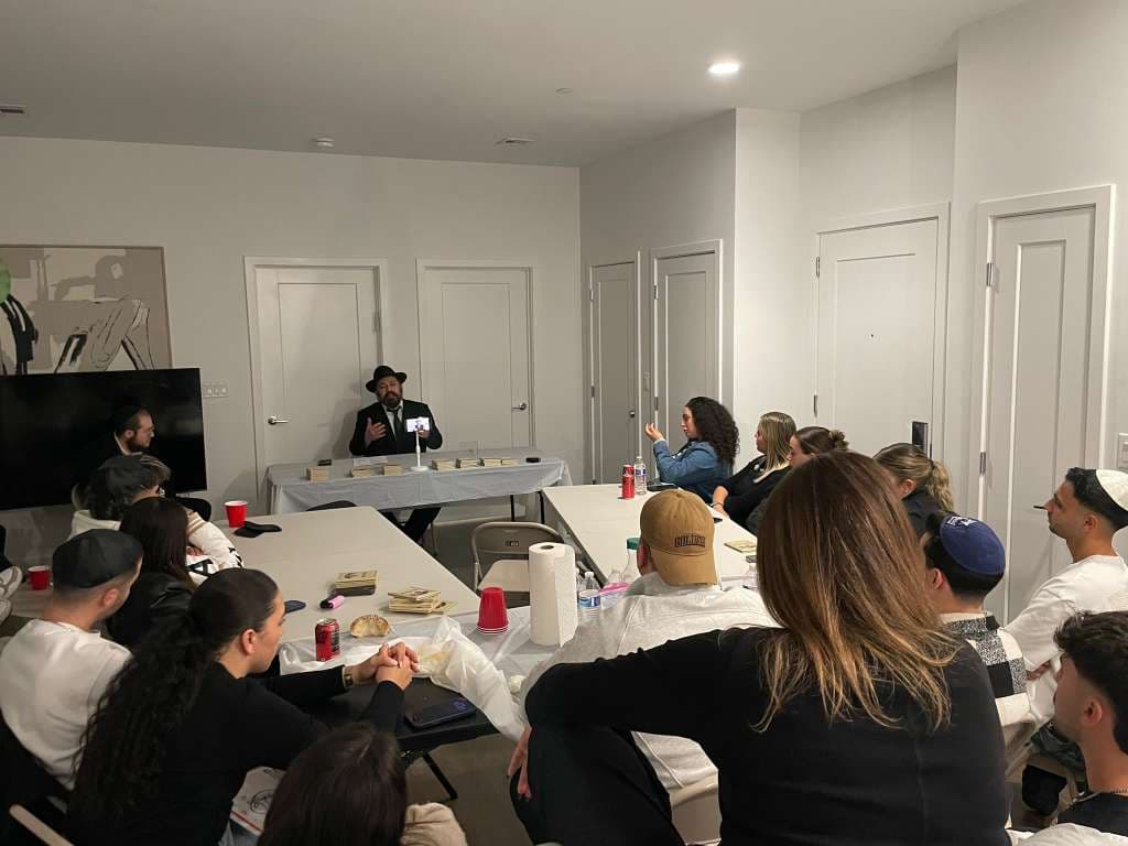 A Torah class at Chabad House Boston